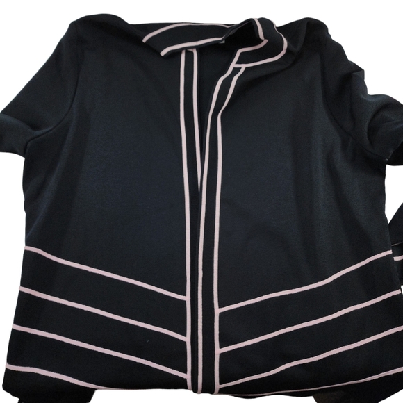 Ming Wang Open Cardigan Black With Pink Trim Large l - Picture 5 of 9